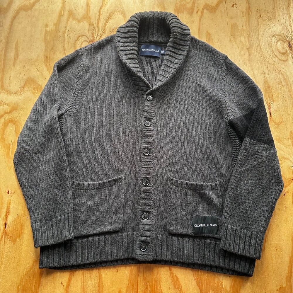 Calvin Klein Jeans Grey Shawl Collar Cardigan - XL